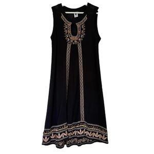 Nanette Lepore Embroidered Wood Beaded Sheer Sleeveless Knit Dress Size S